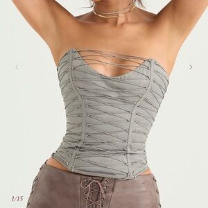 House of CB Mirabelle Smoke Lace Up Corset Top 🤍